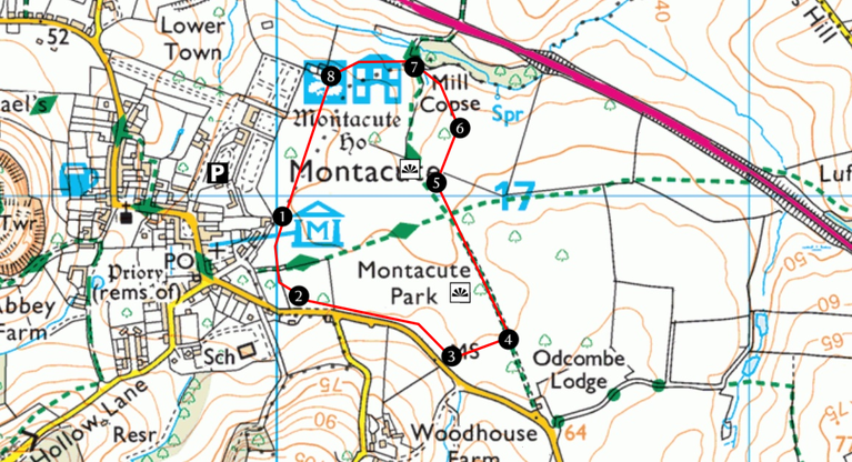 Parkland walk at Montacute House map